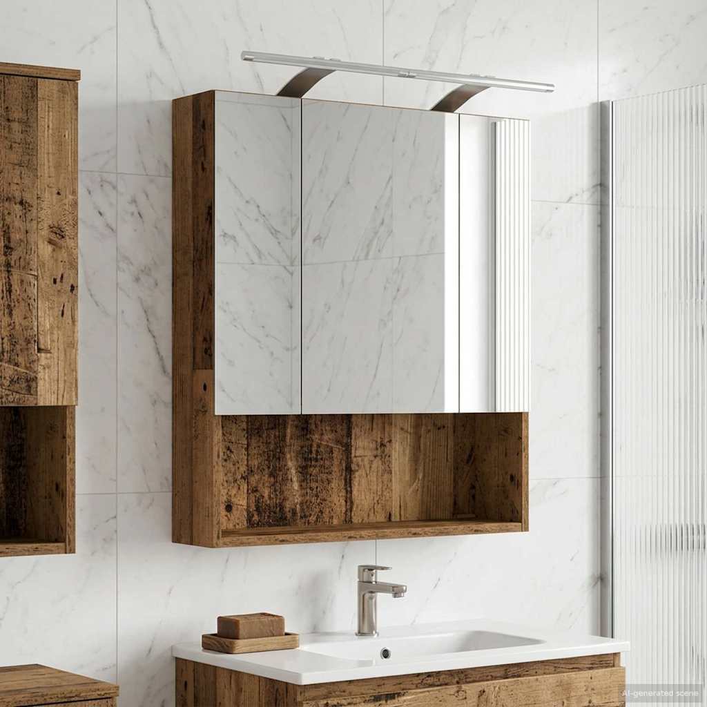 vidaXL Badkamer spiegelkast Wit 60 x 14.5 x 70 cm Bewerkt hout