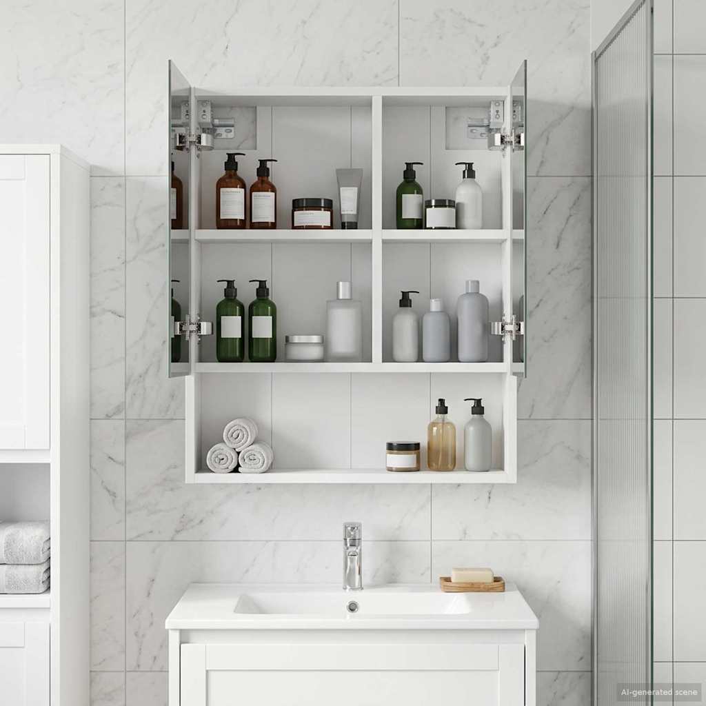 vidaXL Badkamer spiegelkast Wit 60 x 14.5 x 70 cm Bewerkt hout