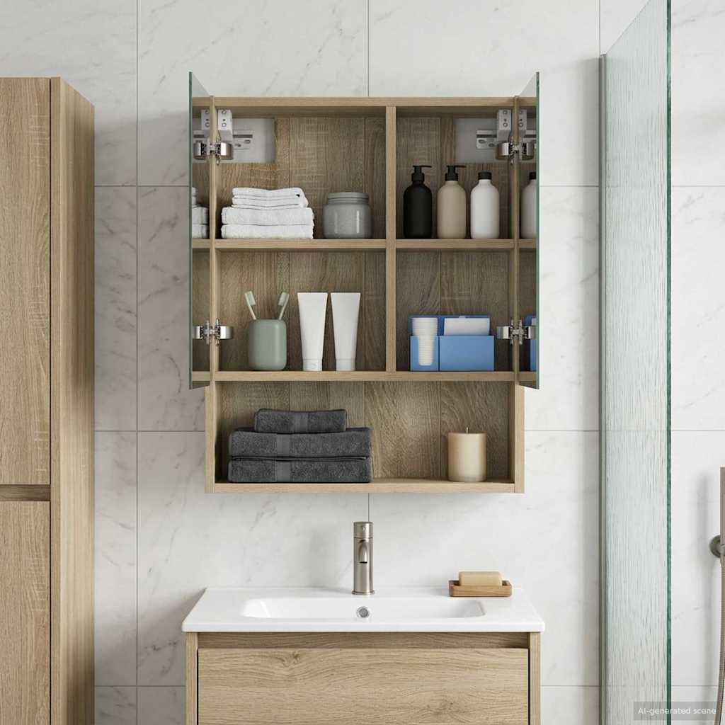 vidaXL Badkamer spiegelkast Wit 60 x 14.5 x 70 cm Bewerkt hout