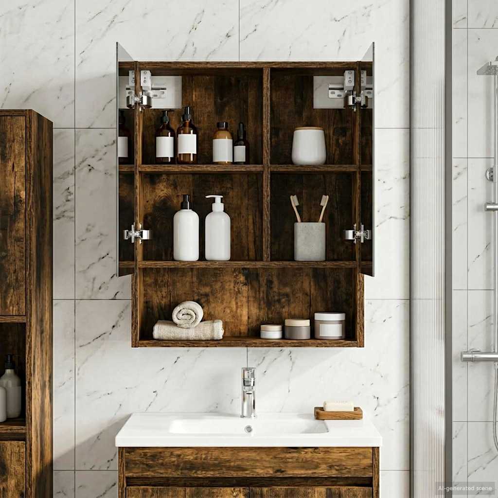 vidaXL Badkamer spiegelkast Wit 60 x 14.5 x 70 cm Bewerkt hout