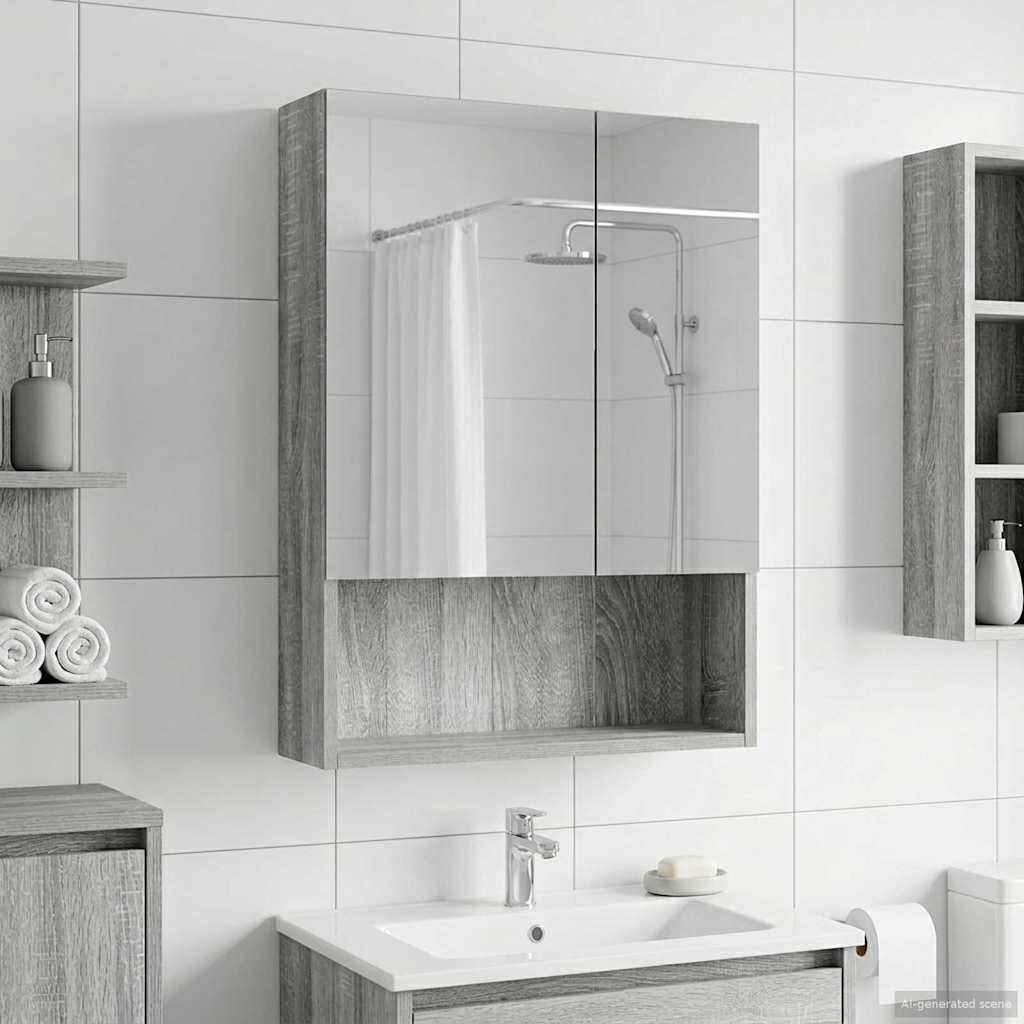 vidaXL Badkamer spiegelkast Wit 60 x 14.5 x 70 cm Bewerkt hout