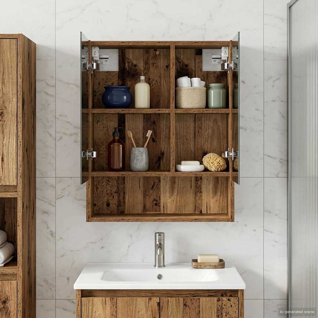 vidaXL Badkamer spiegelkast Wit 60 x 14.5 x 70 cm Bewerkt hout