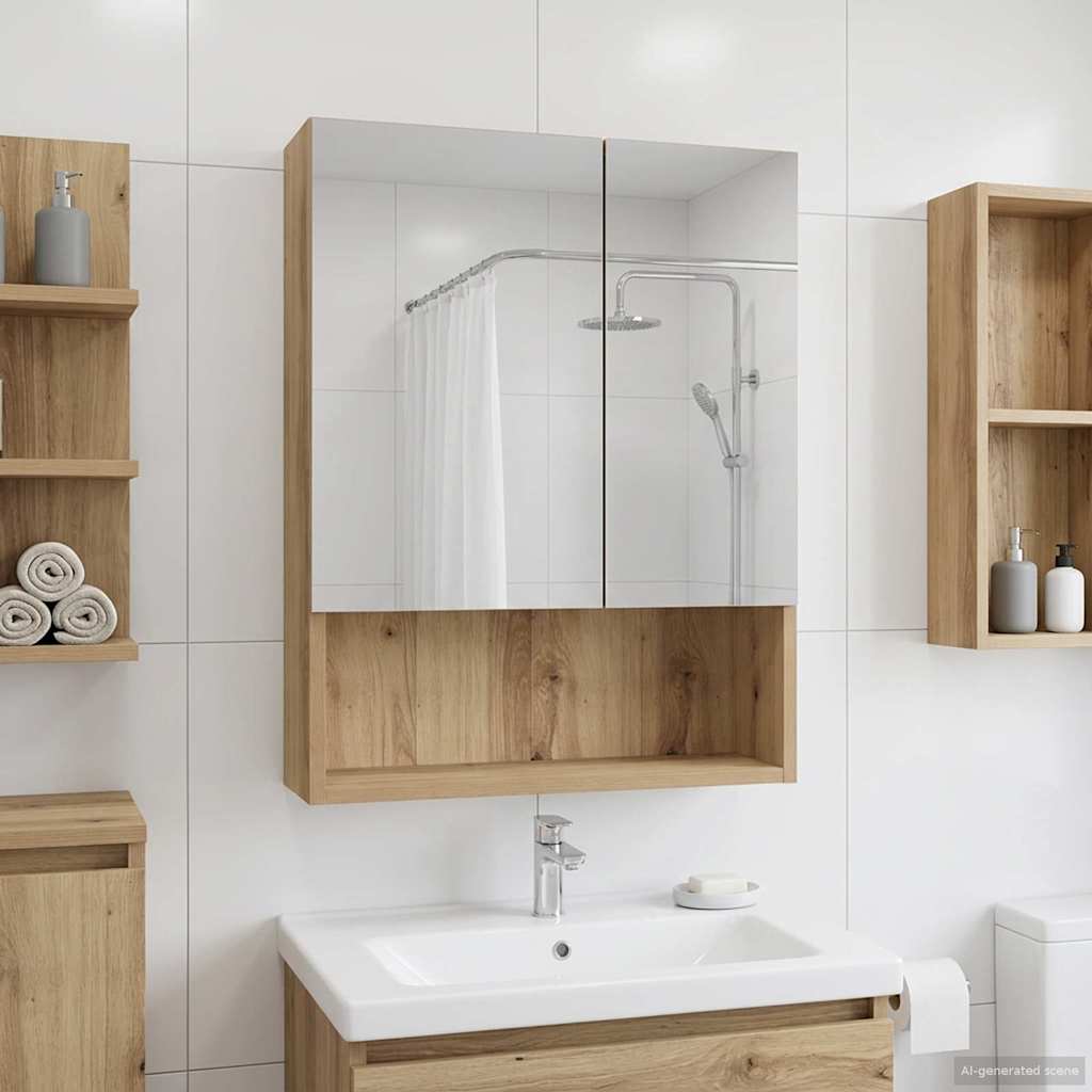 vidaXL Badkamer spiegelkast Wit 60 x 14.5 x 70 cm Bewerkt hout