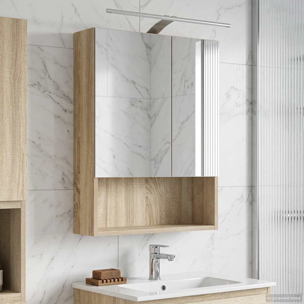 vidaXL Badkamer spiegelkast Wit 60 x 14.5 x 70 cm Bewerkt hout