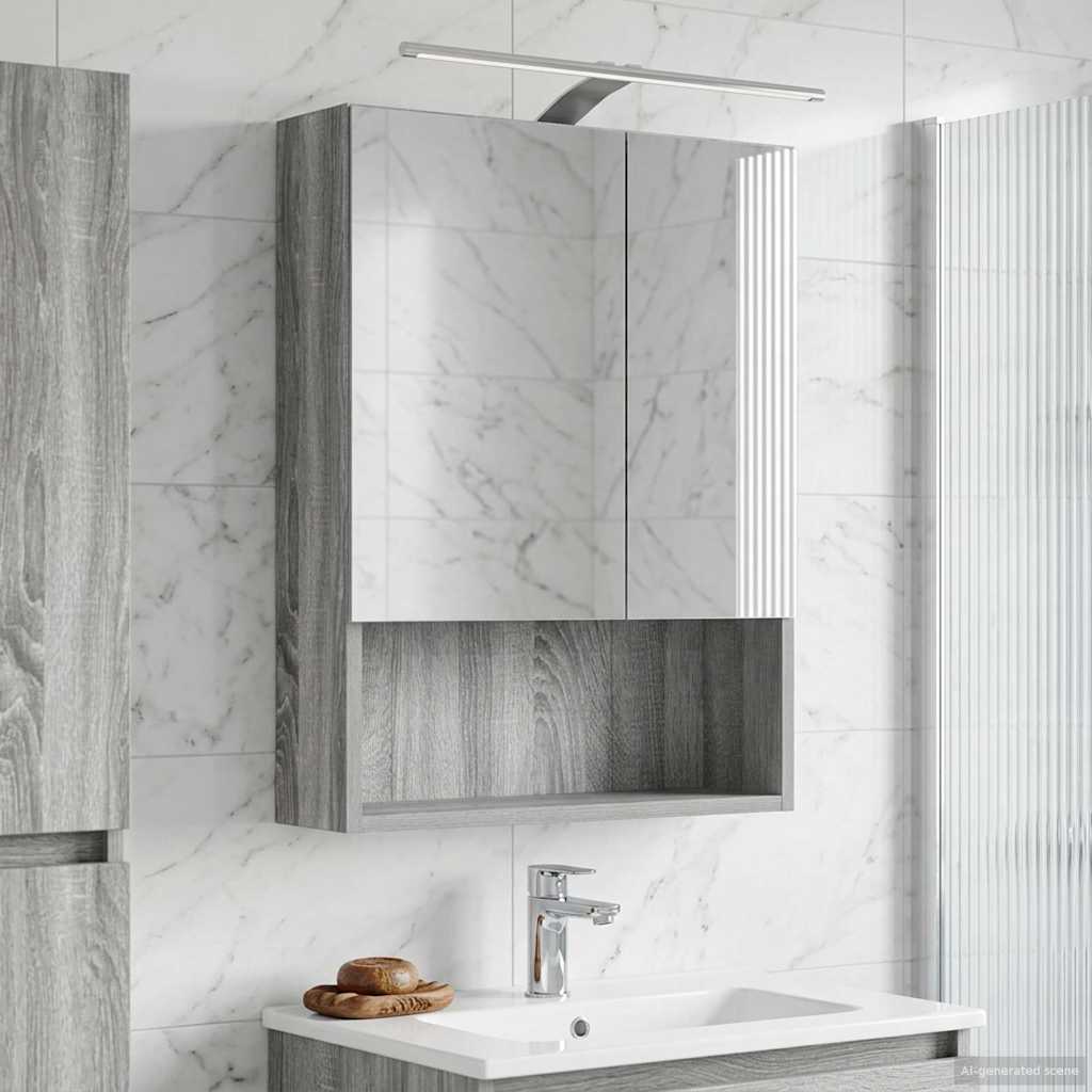vidaXL Badkamer spiegelkast Wit 60 x 14.5 x 70 cm Bewerkt hout