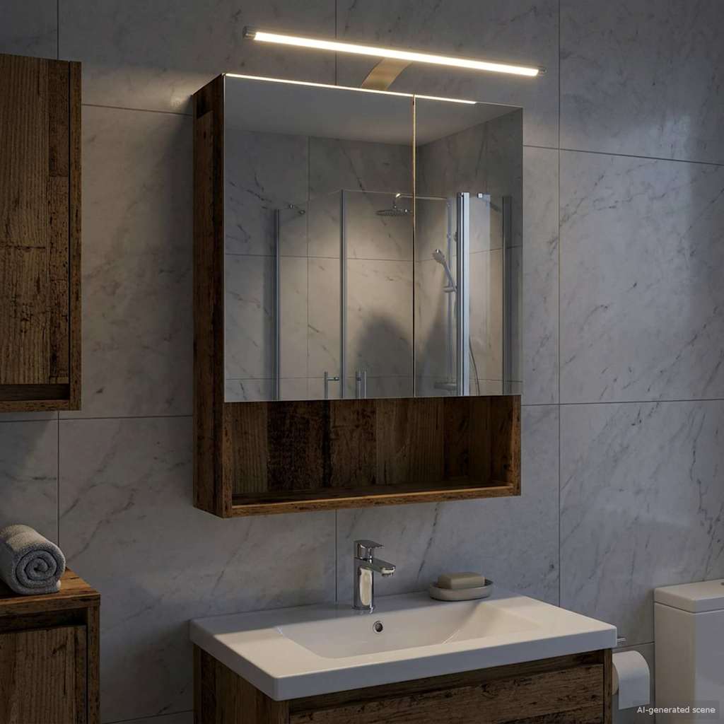 vidaXL Badkamer spiegelkast Wit 60 x 14.5 x 70 cm Bewerkt hout