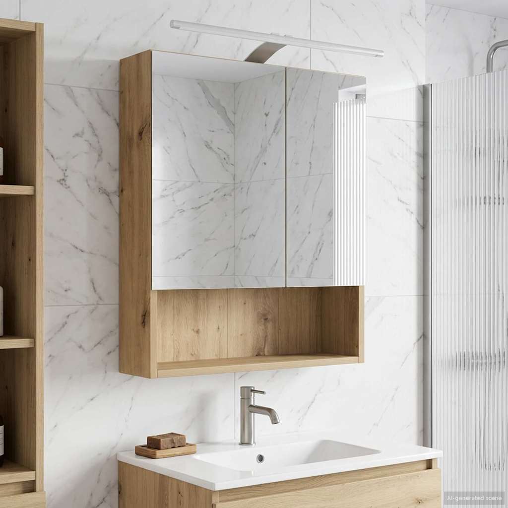 vidaXL Badkamer spiegelkast Wit 60 x 14.5 x 70 cm Bewerkt hout