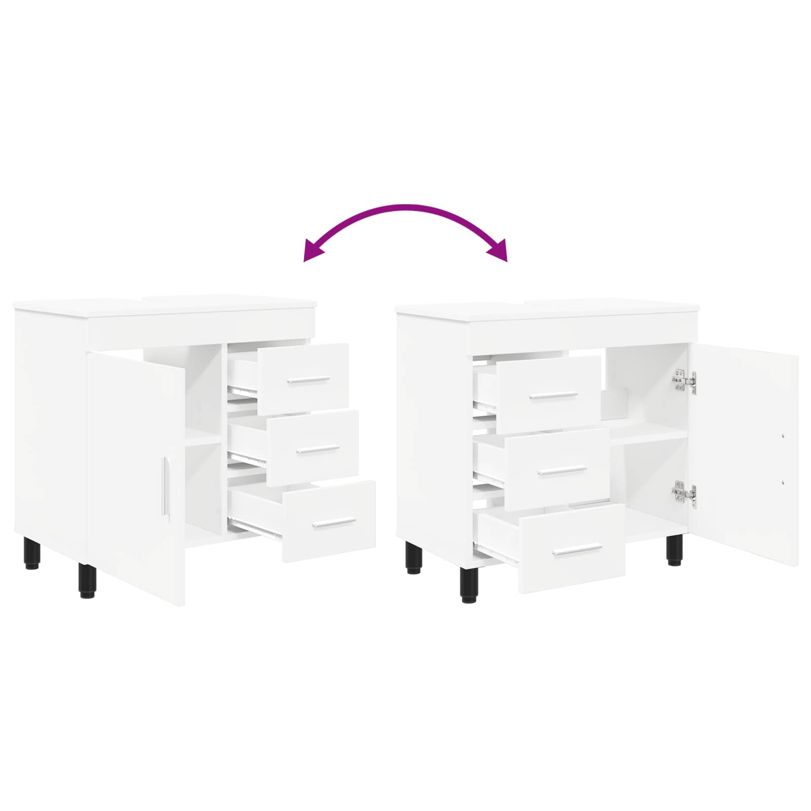 vidaXL Badkamermeubel met Wasbak met lade Zwart 60 x 35 x 60 cm
