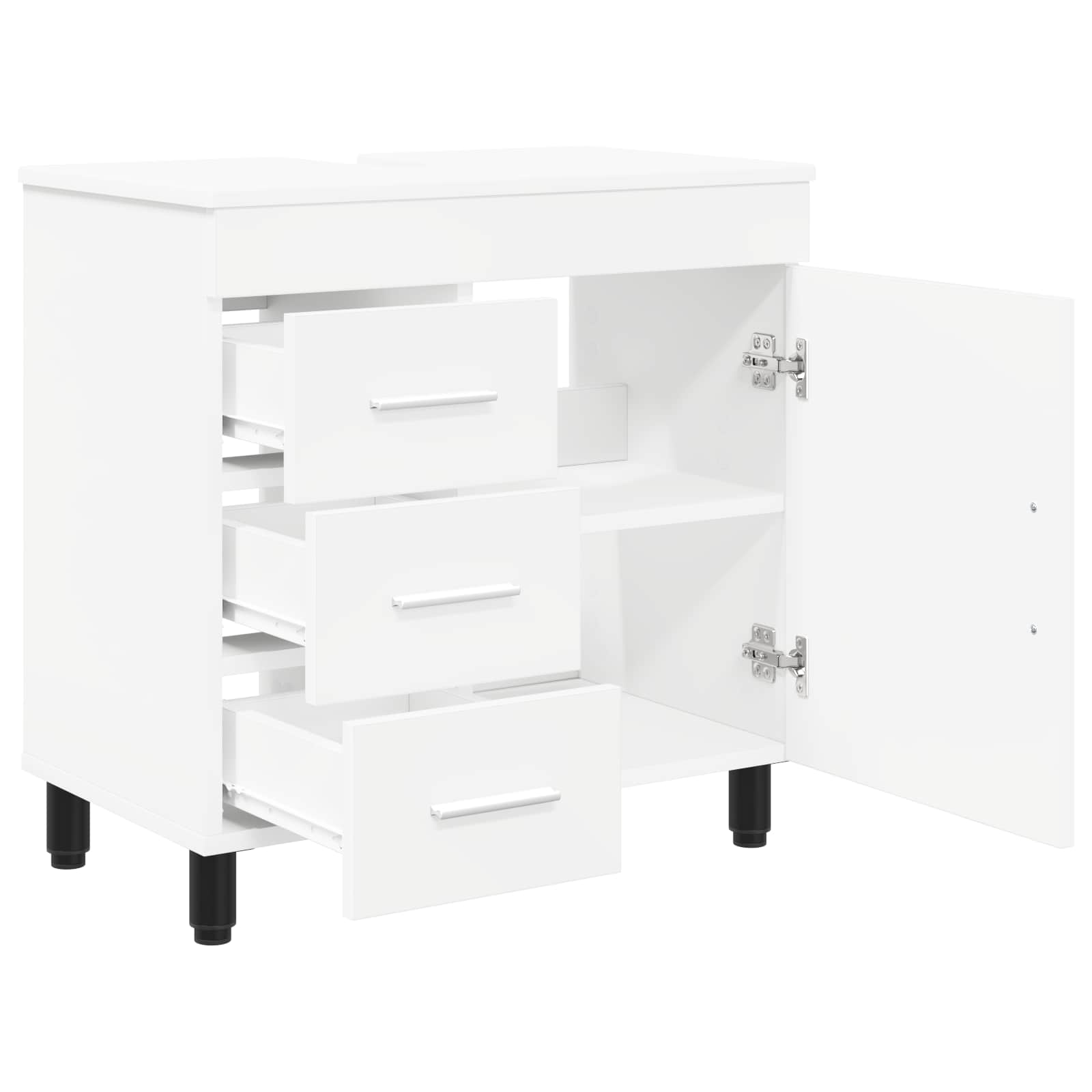 vidaXL Badkamermeubel met Wasbak met lade Zwart 60 x 35 x 60 cm
