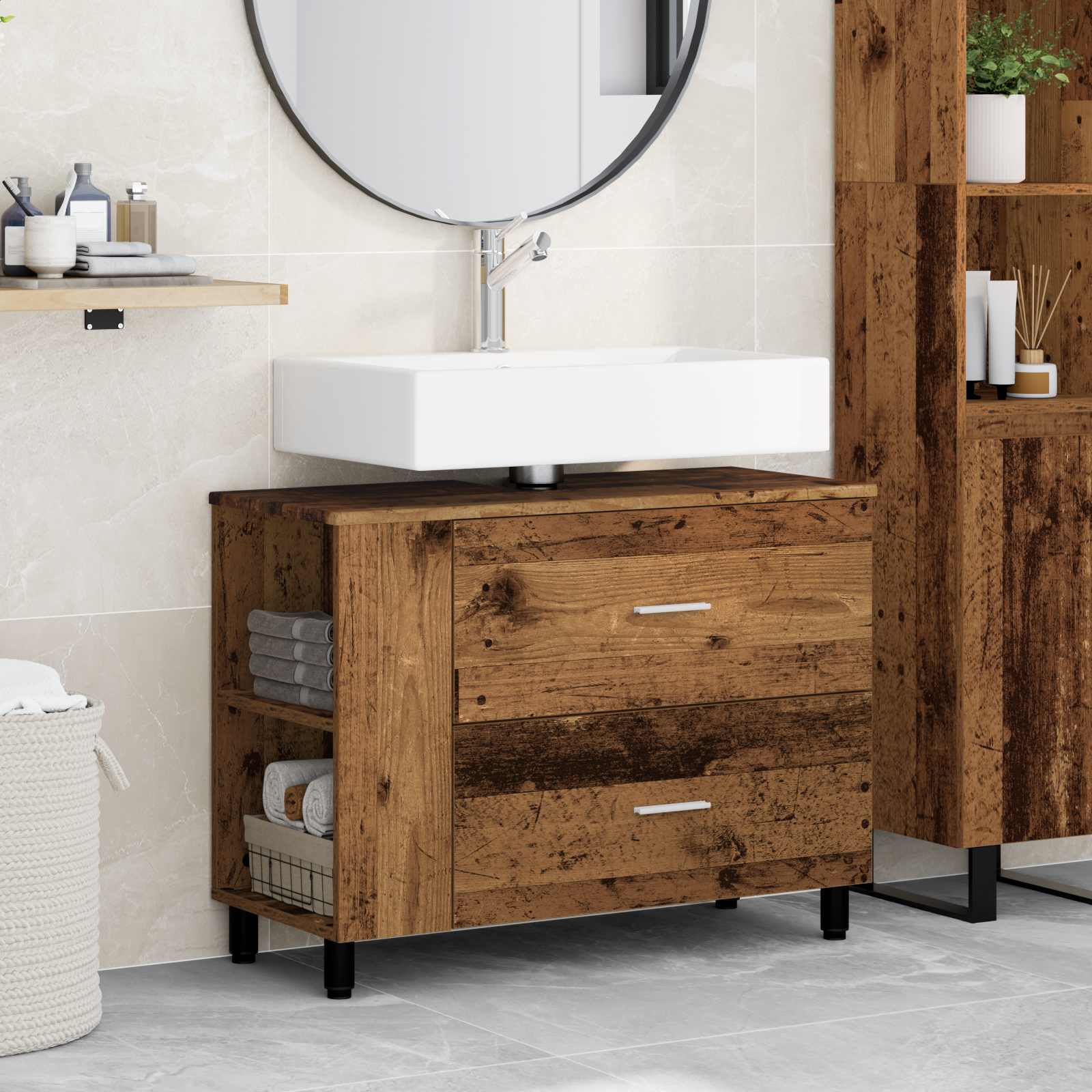 vidaXL Opbergkast onder de wastafel Sonoma eiken 80 x 35 x 60 cm