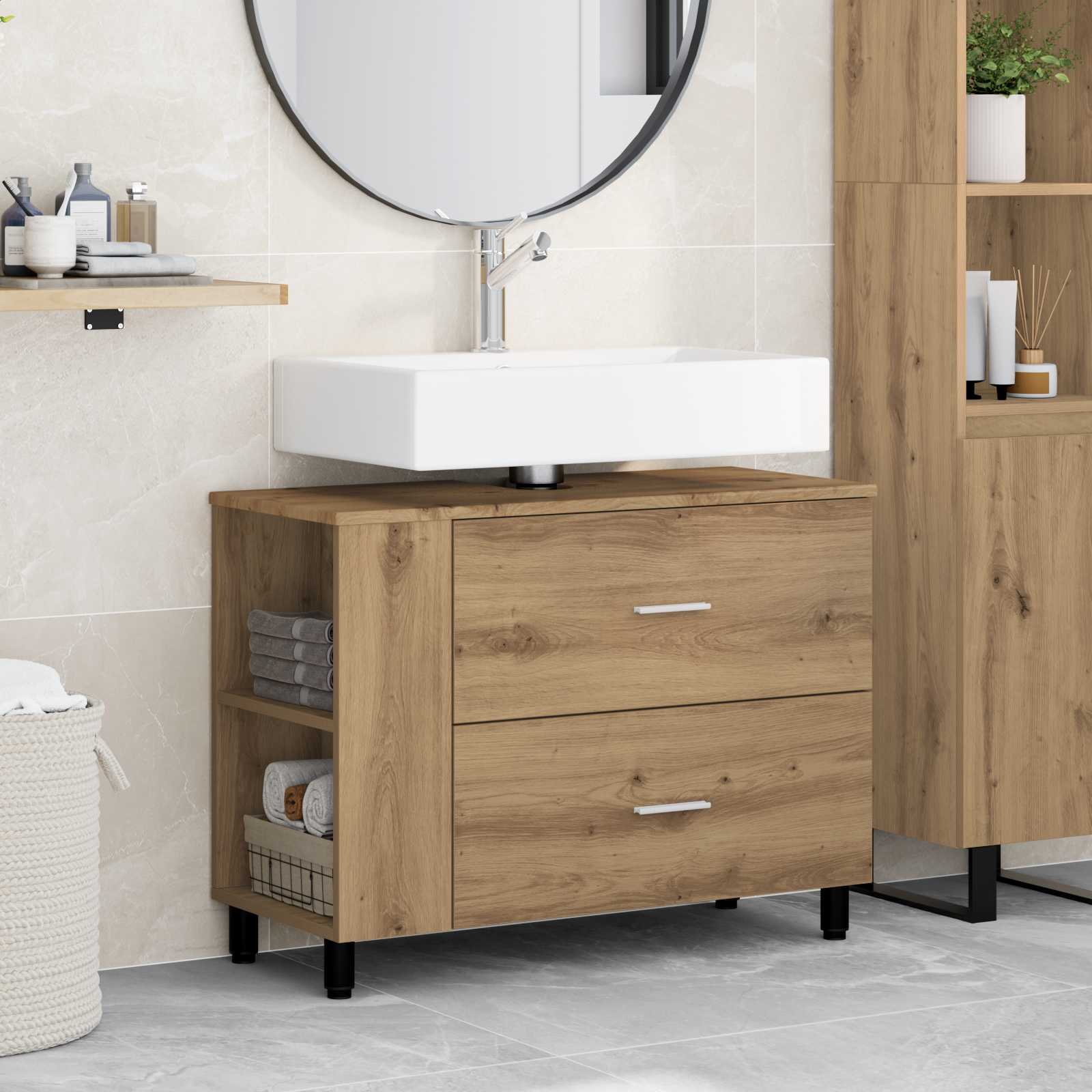 vidaXL Opbergkast onder de wastafel Sonoma eiken 80 x 35 x 60 cm