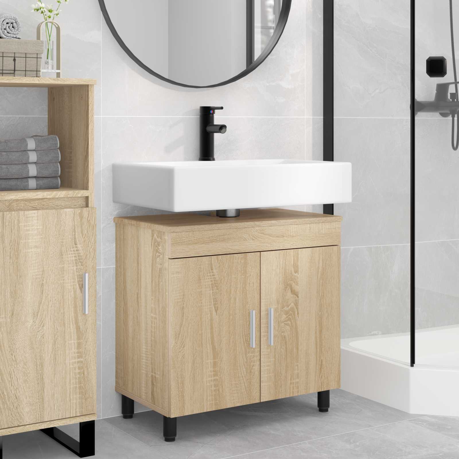 vidaXL Badkamer Waskom Wit 60 x 35 x 60 cm Bewerkt hout