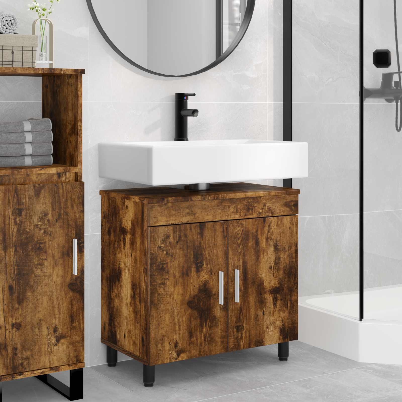 vidaXL Badkamer Waskom Wit 60 x 35 x 60 cm Bewerkt hout