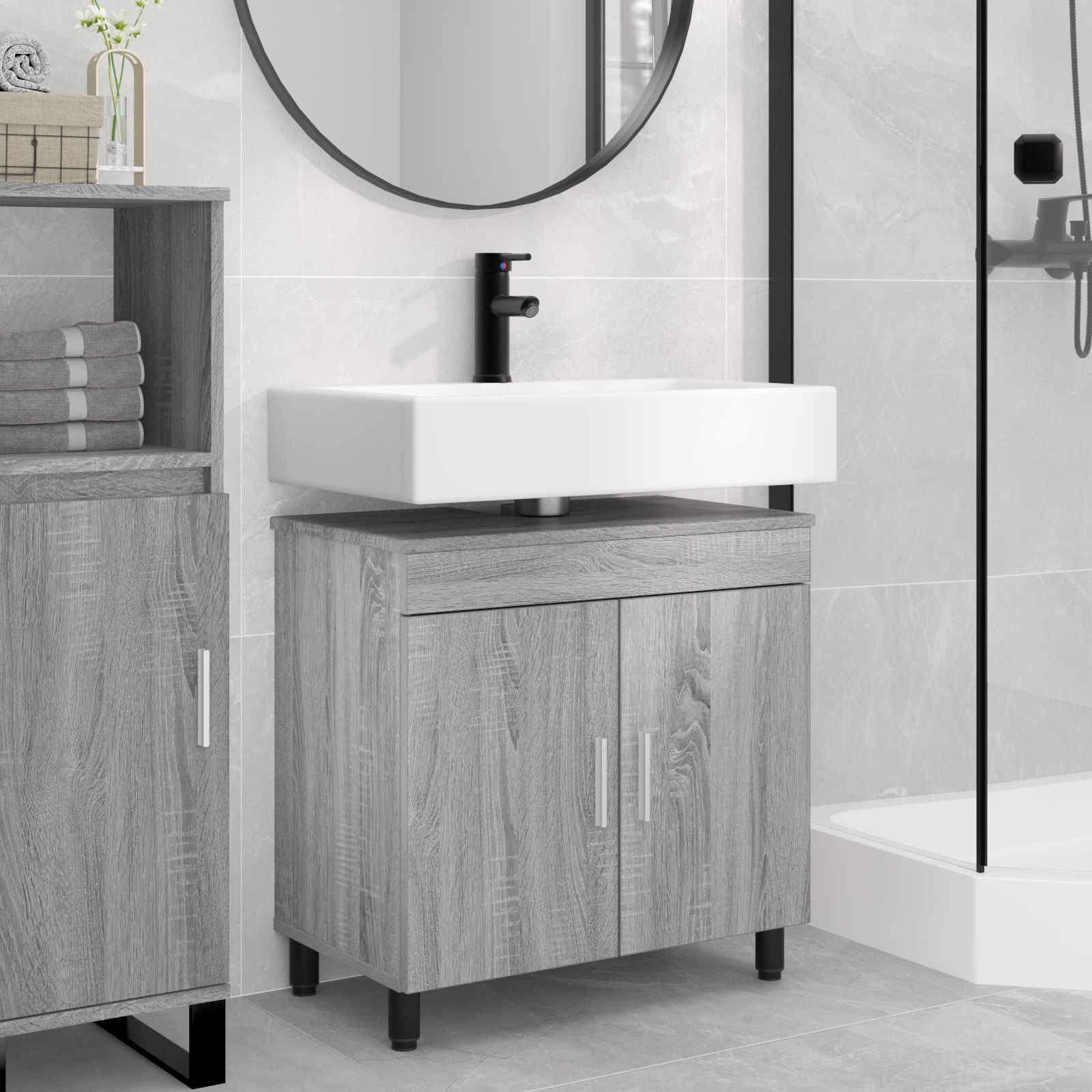 vidaXL Badkamer Waskom Wit 60 x 35 x 60 cm Bewerkt hout