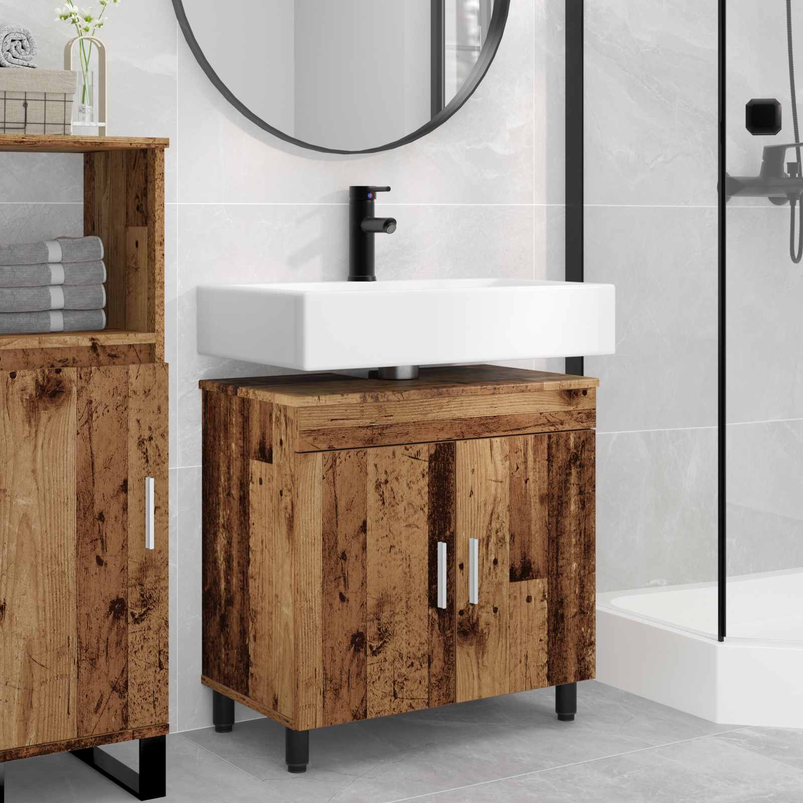 vidaXL Badkamer Waskom Wit 60 x 35 x 60 cm Bewerkt hout