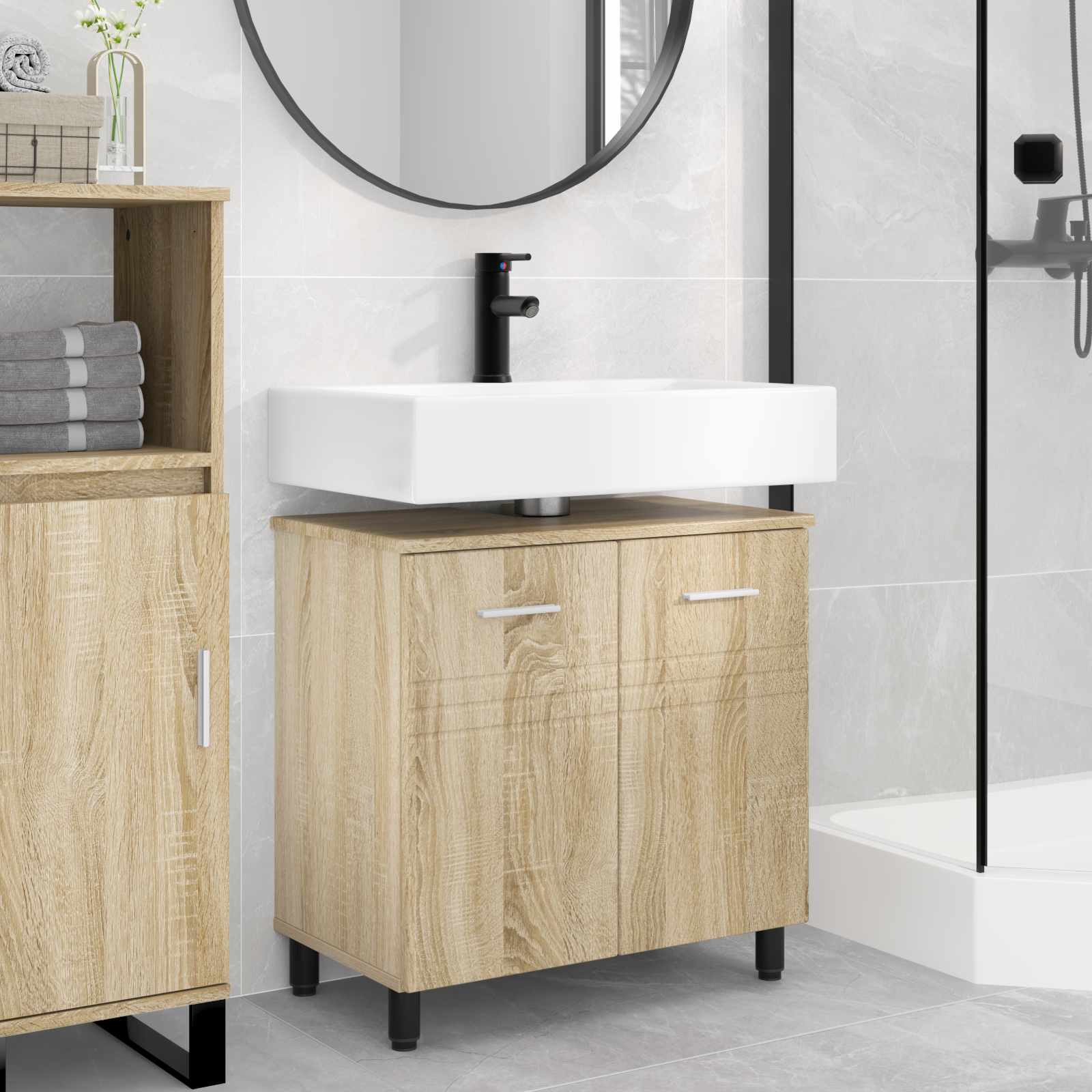 vidaXL Badkamer Waskom Wit 60 x 35 x 60 cm Bewerkt hout