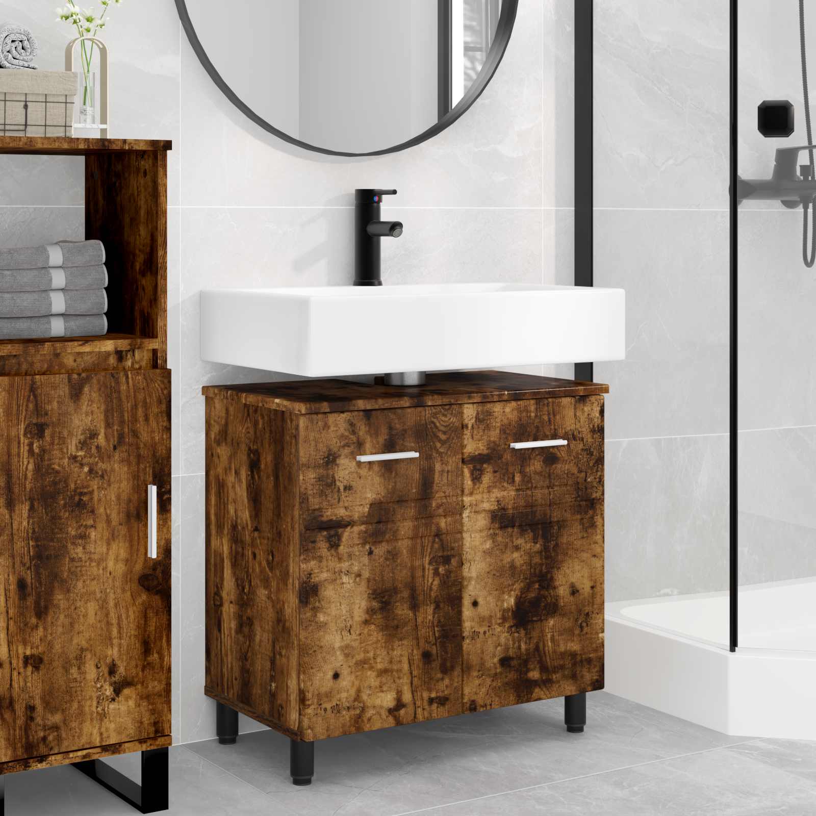 vidaXL Badkamer Waskom Wit 60 x 35 x 60 cm Bewerkt hout