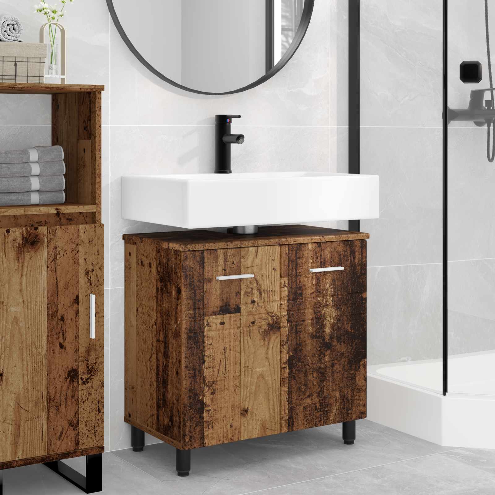 vidaXL Badkamer Waskom Wit 60 x 35 x 60 cm Bewerkt hout