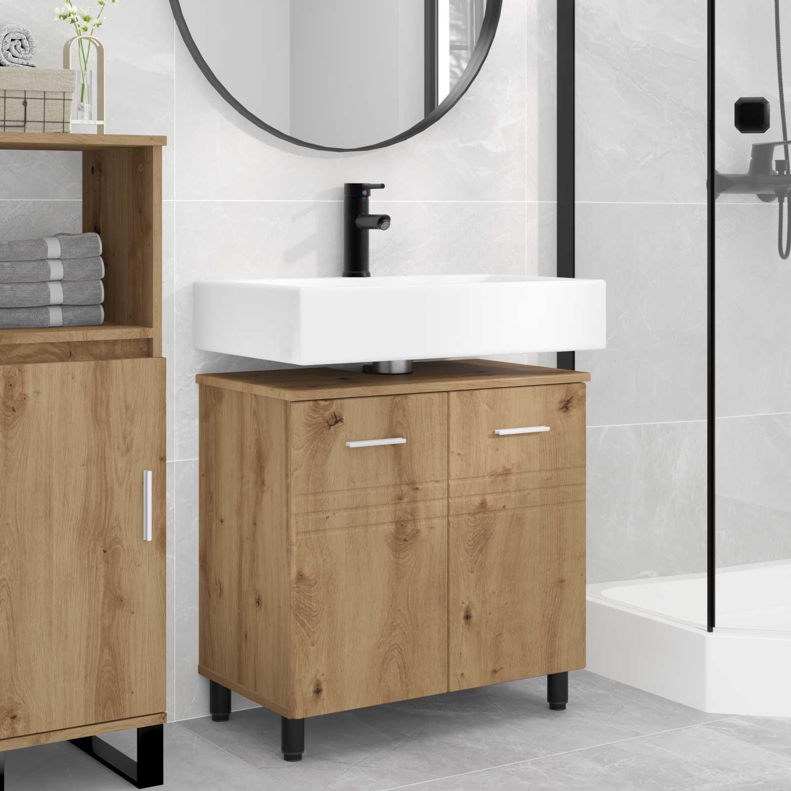 vidaXL Badkamer Waskom Wit 60 x 35 x 60 cm Bewerkt hout