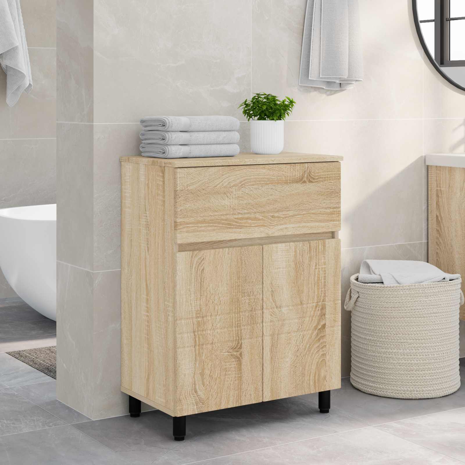 vidaXL Badkamer Waskom Wit 60 x 35 x 80 cm Bewerkt hout
