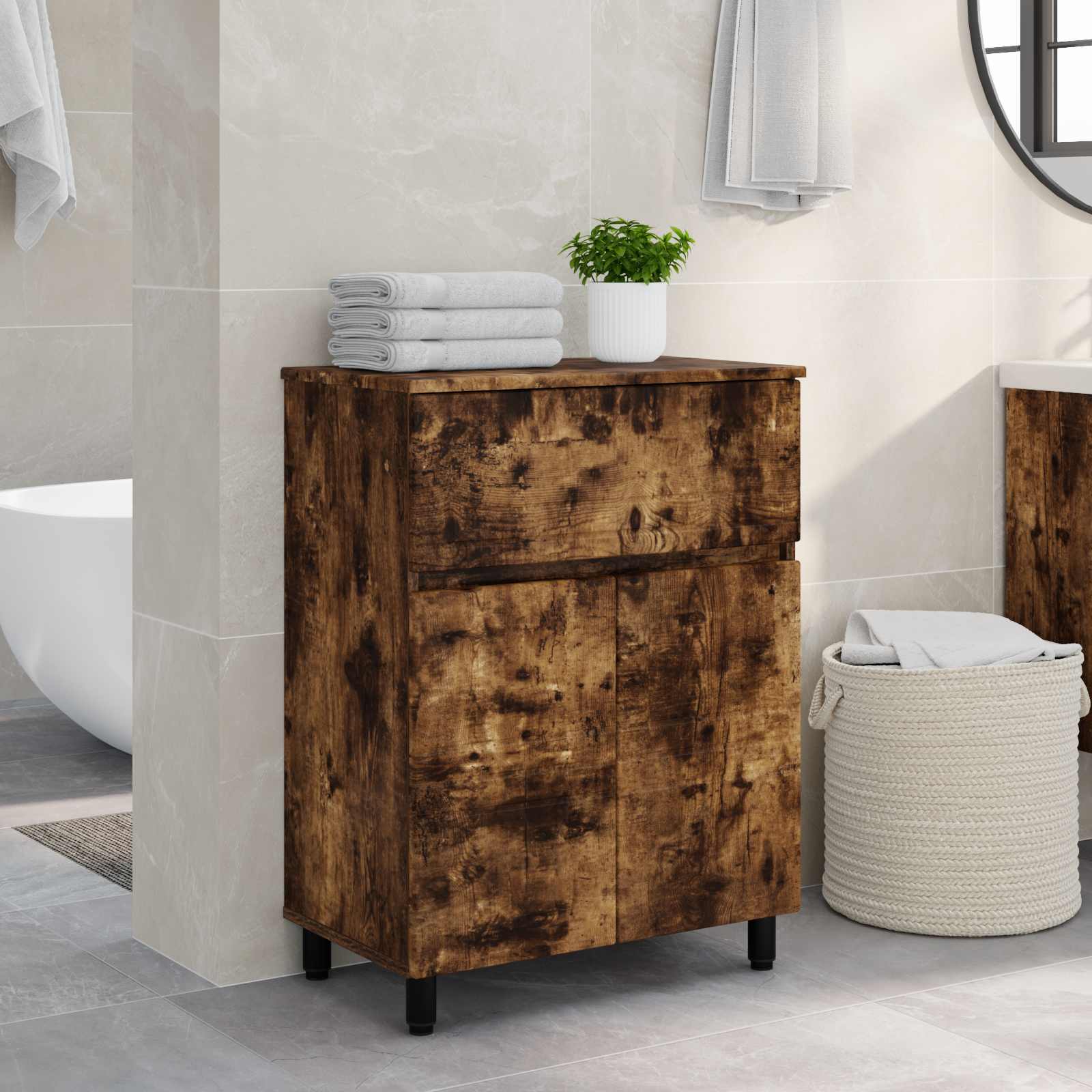 vidaXL Badkamer Waskom Wit 60 x 35 x 80 cm Bewerkt hout