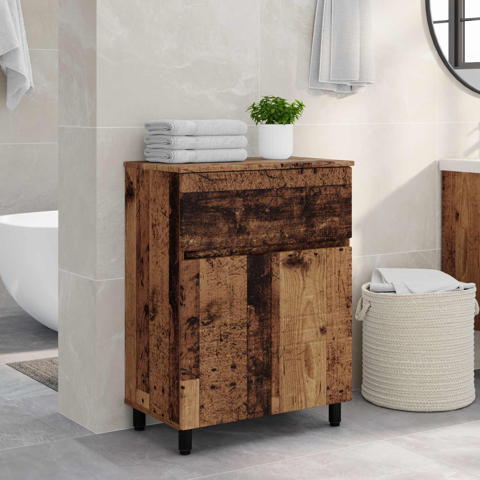 vidaXL Badkamer Waskom Wit 60 x 35 x 80 cm Bewerkt hout