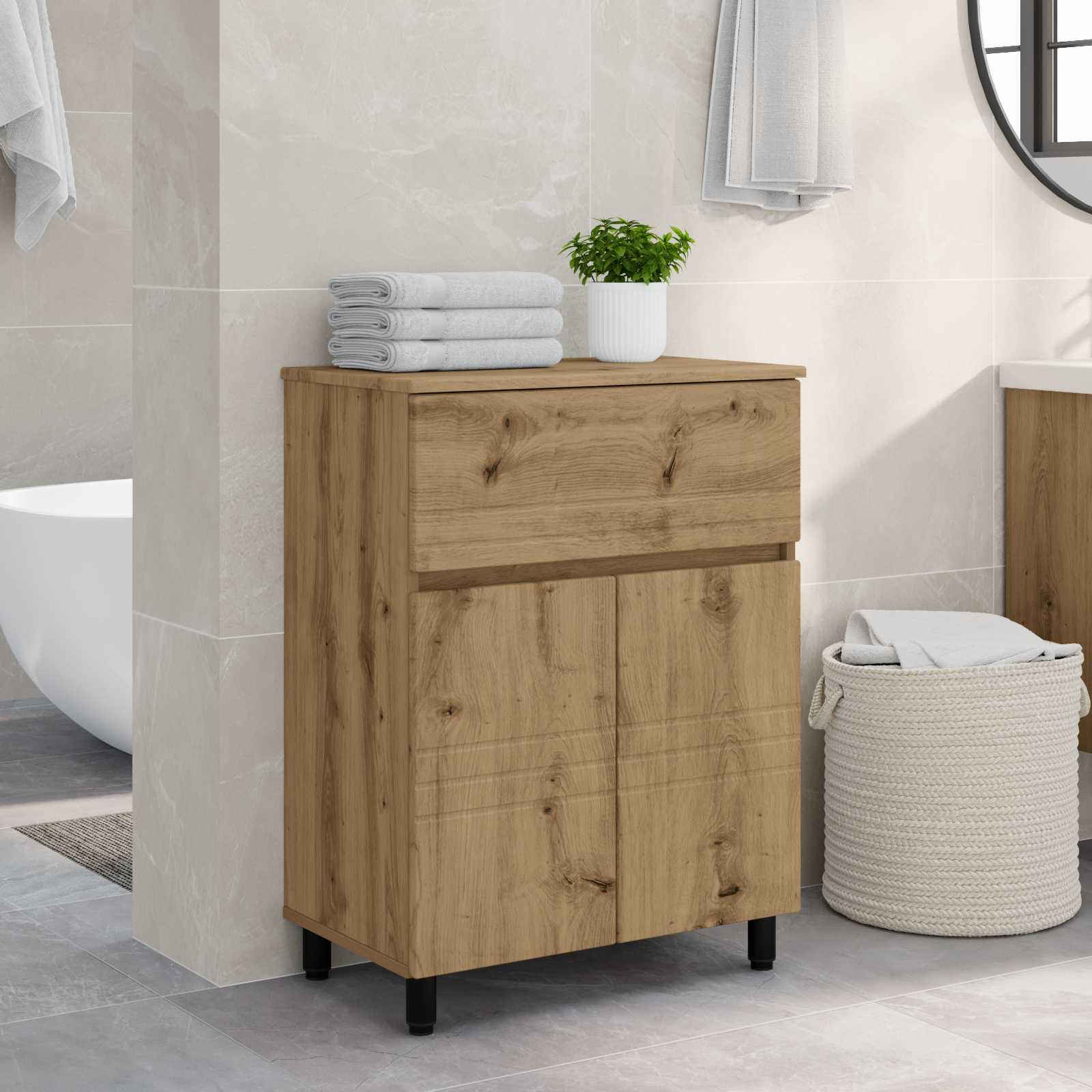 vidaXL Badkamer Waskom Wit 60 x 35 x 80 cm Bewerkt hout