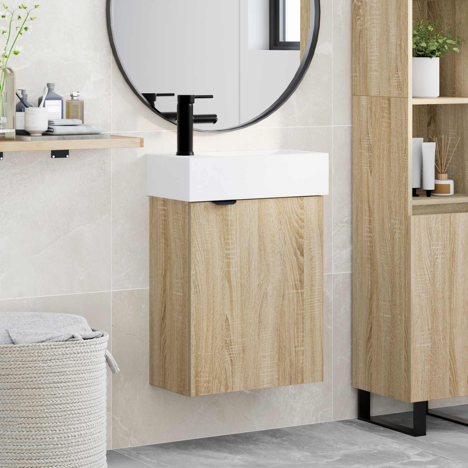 vidaXL Badkamerkast met opslag Sonoma Eiken 45,5 x 22,5 x 84 cm
