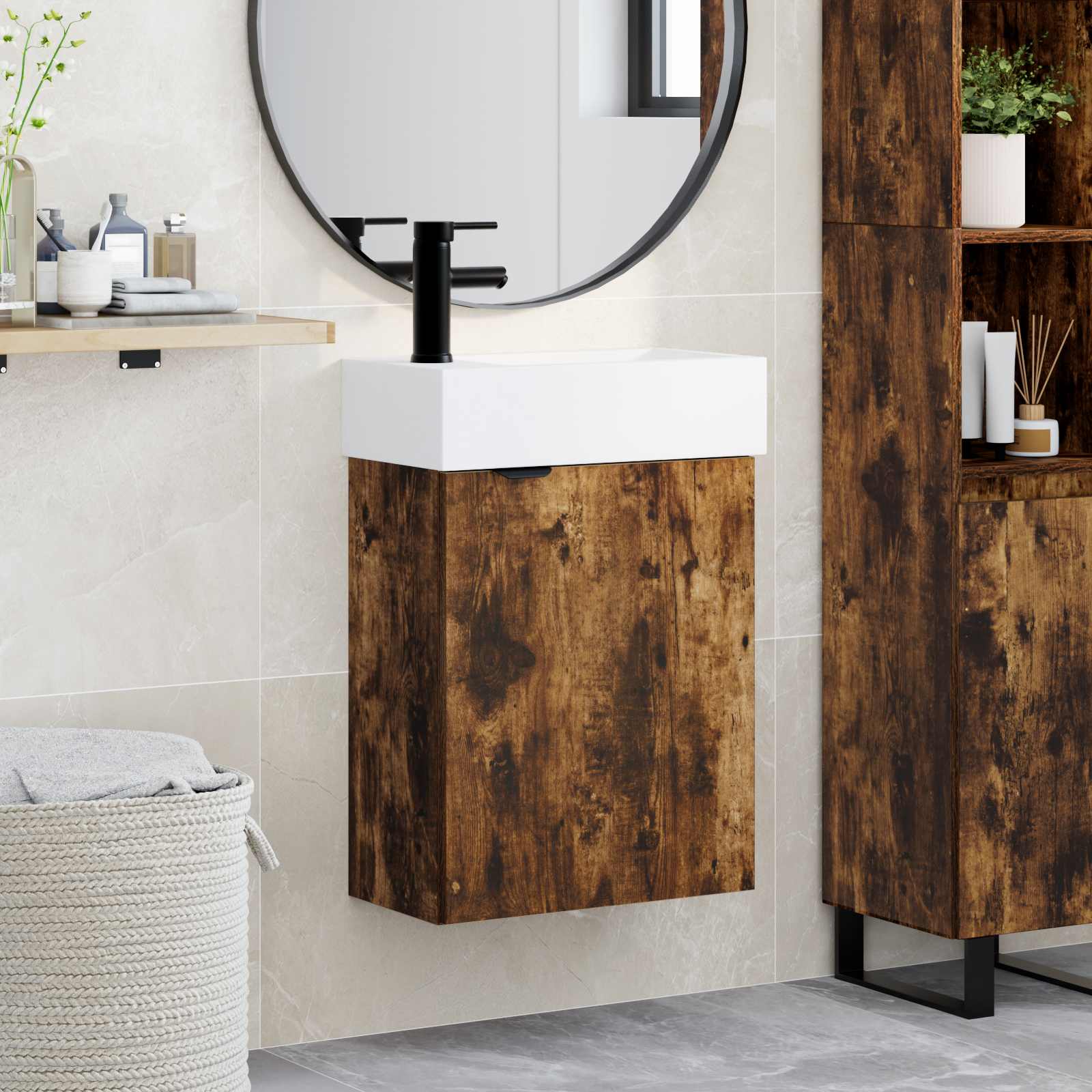 vidaXL Badkamerkast met opslag Sonoma Eiken 45,5 x 22,5 x 84 cm