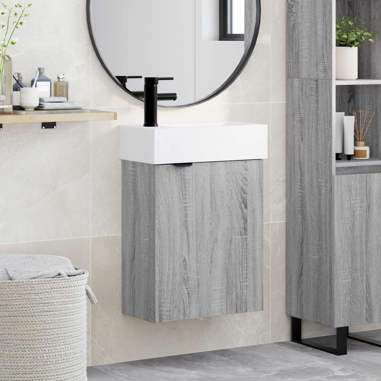 vidaXL Badkamerkast met opslag Sonoma Eiken 45,5 x 22,5 x 84 cm