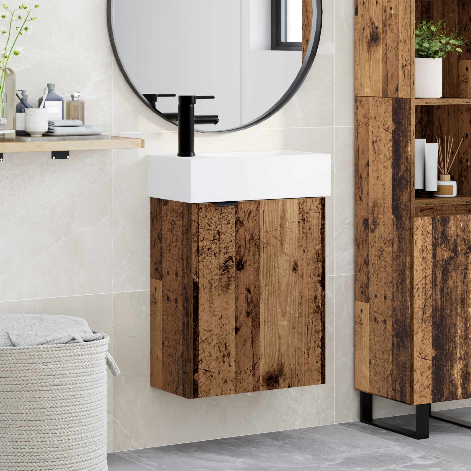 vidaXL Badkamerkast met opslag Sonoma Eiken 45,5 x 22,5 x 84 cm