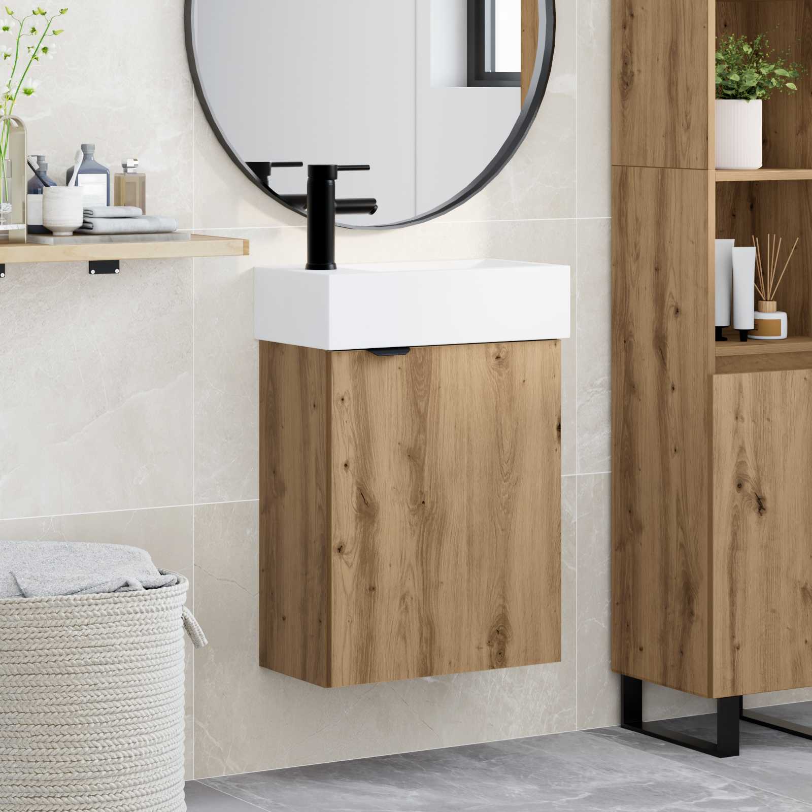 vidaXL Badkamerkast met opslag Sonoma Eiken 45,5 x 22,5 x 84 cm