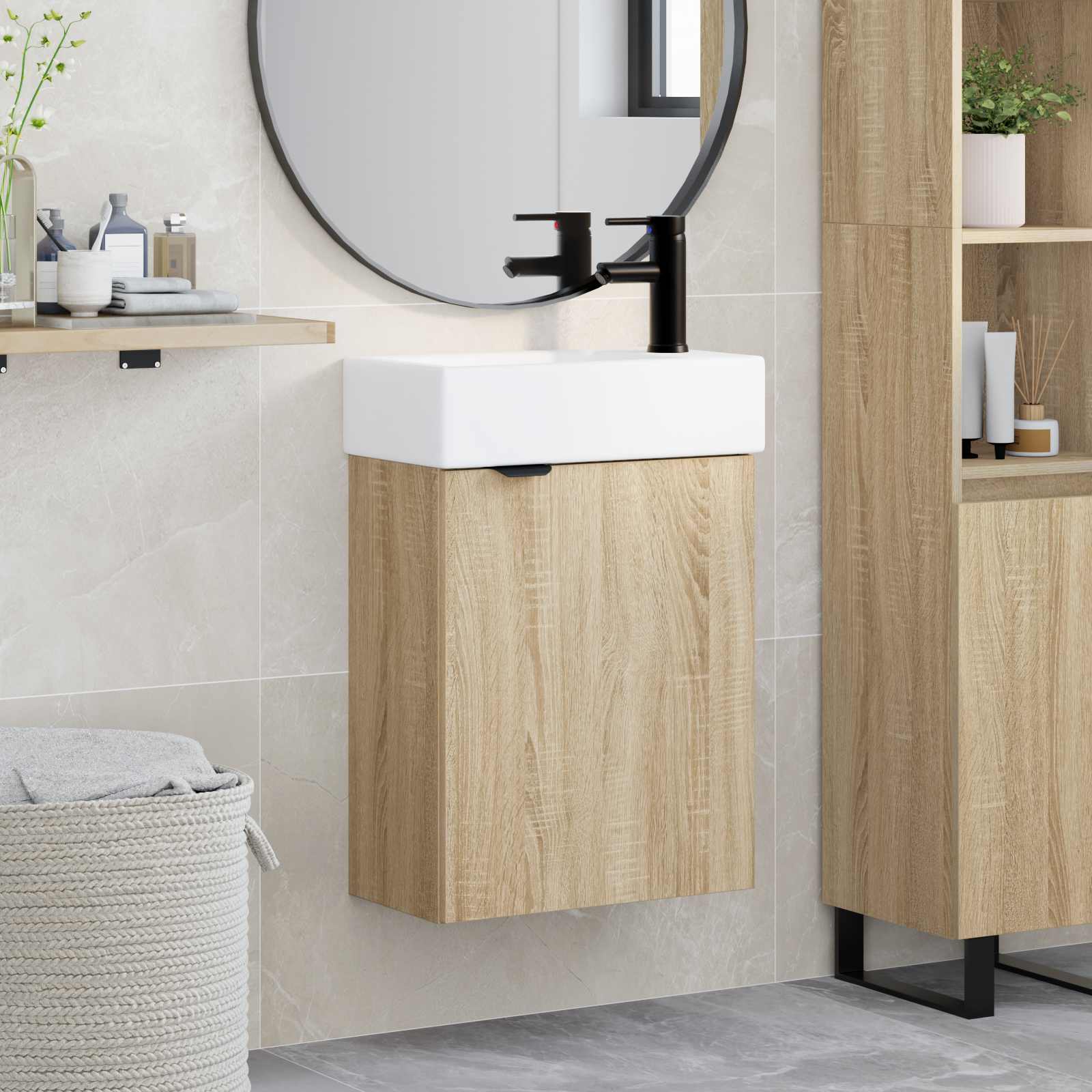 vidaXL Badkamerkast met opslag Sonoma Eiken 45,5 x 22,5 x 84 cm