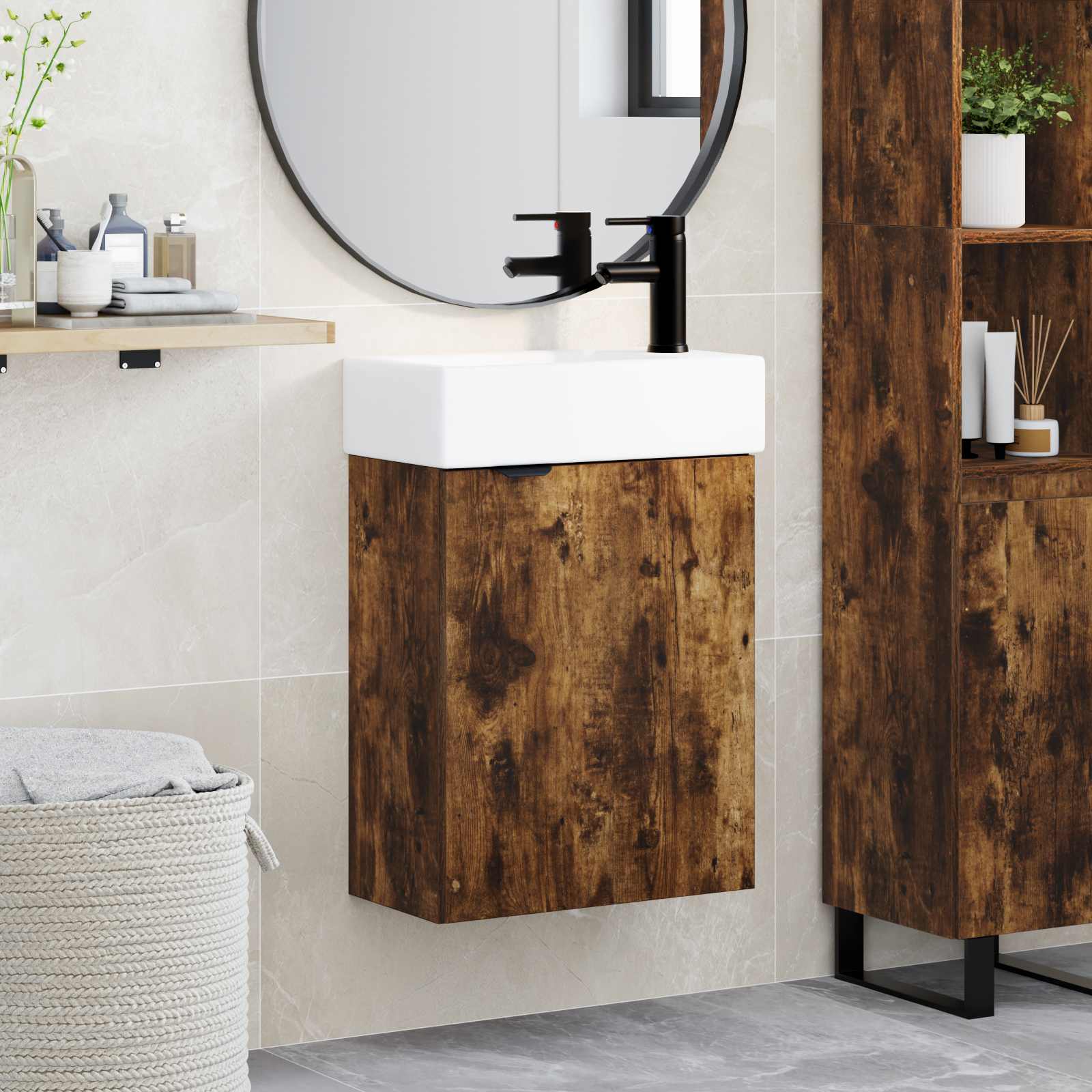 vidaXL Badkamerkast met opslag Sonoma Eiken 45,5 x 22,5 x 84 cm