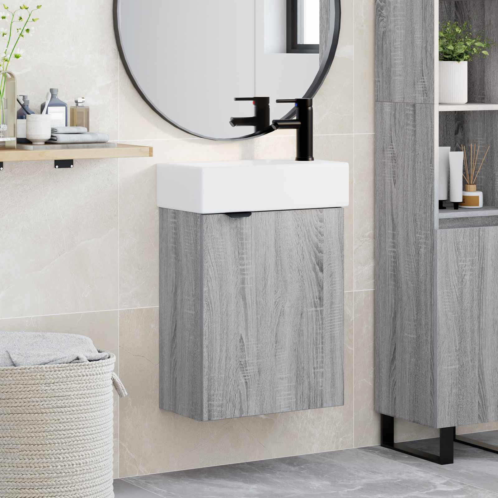 vidaXL Badkamerkast met opslag Sonoma Eiken 45,5 x 22,5 x 84 cm