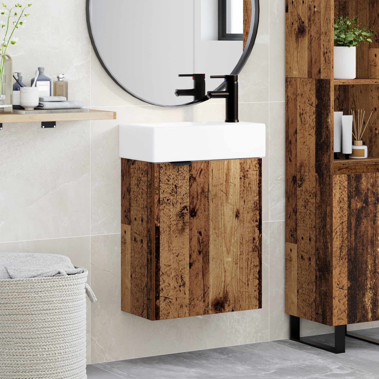 vidaXL Badkamerkast met opslag Sonoma Eiken 45,5 x 22,5 x 84 cm