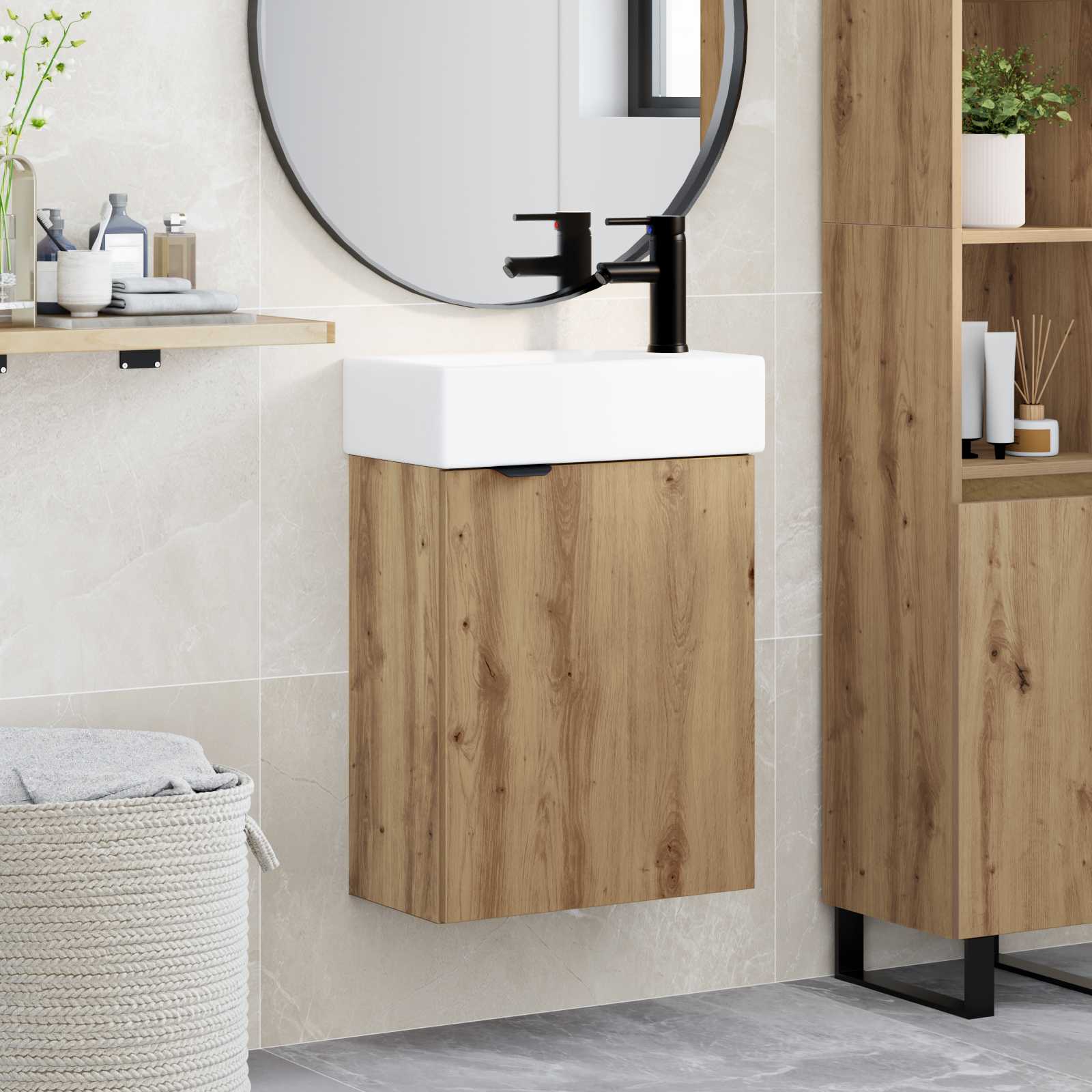 vidaXL Badkamerkast met opslag Sonoma Eiken 45,5 x 22,5 x 84 cm