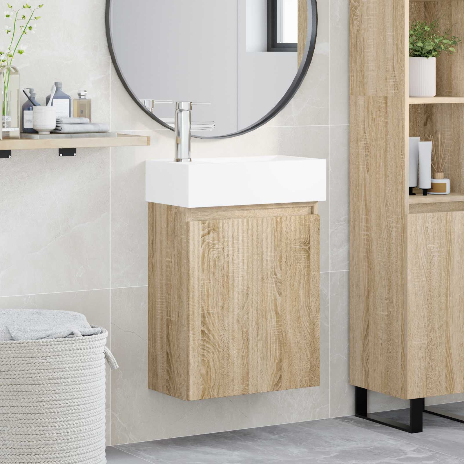 vidaXL Badkamermeubel met kraan Wit 45,5 x 22,5 x 84 cm