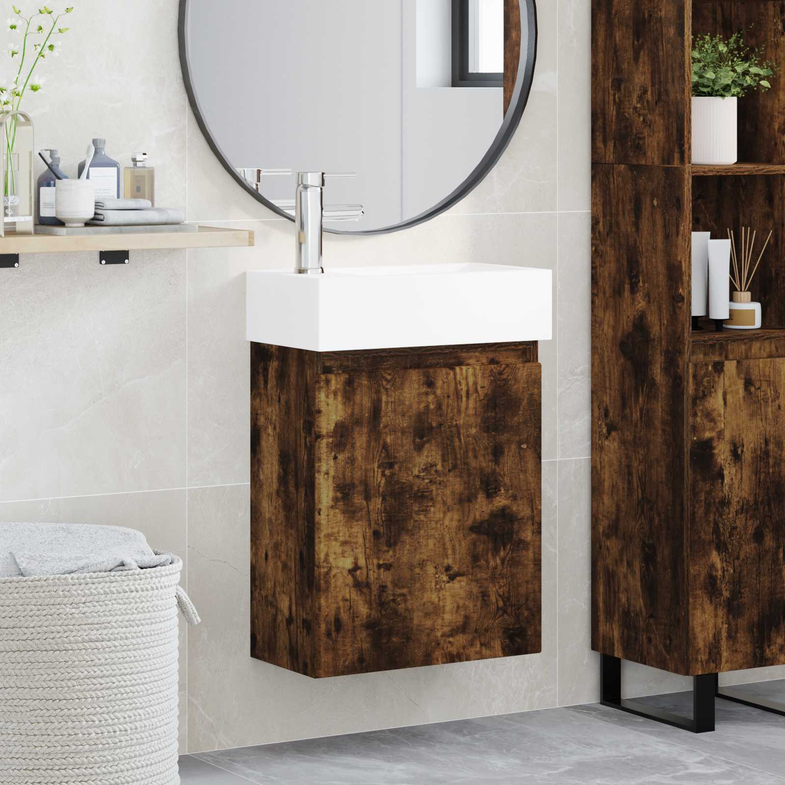 vidaXL Badkamermeubel met kraan Wit 45,5 x 22,5 x 84 cm