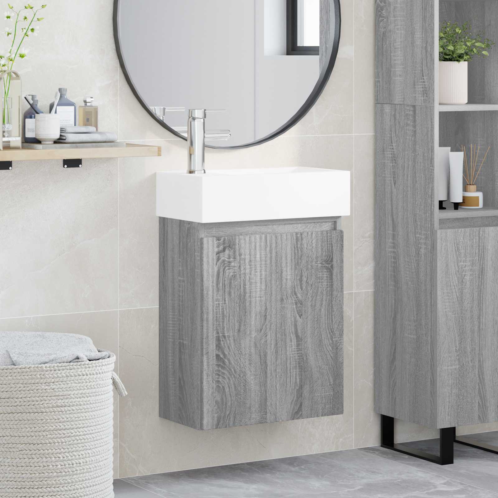 vidaXL Badkamermeubel met kraan Wit 45,5 x 22,5 x 84 cm