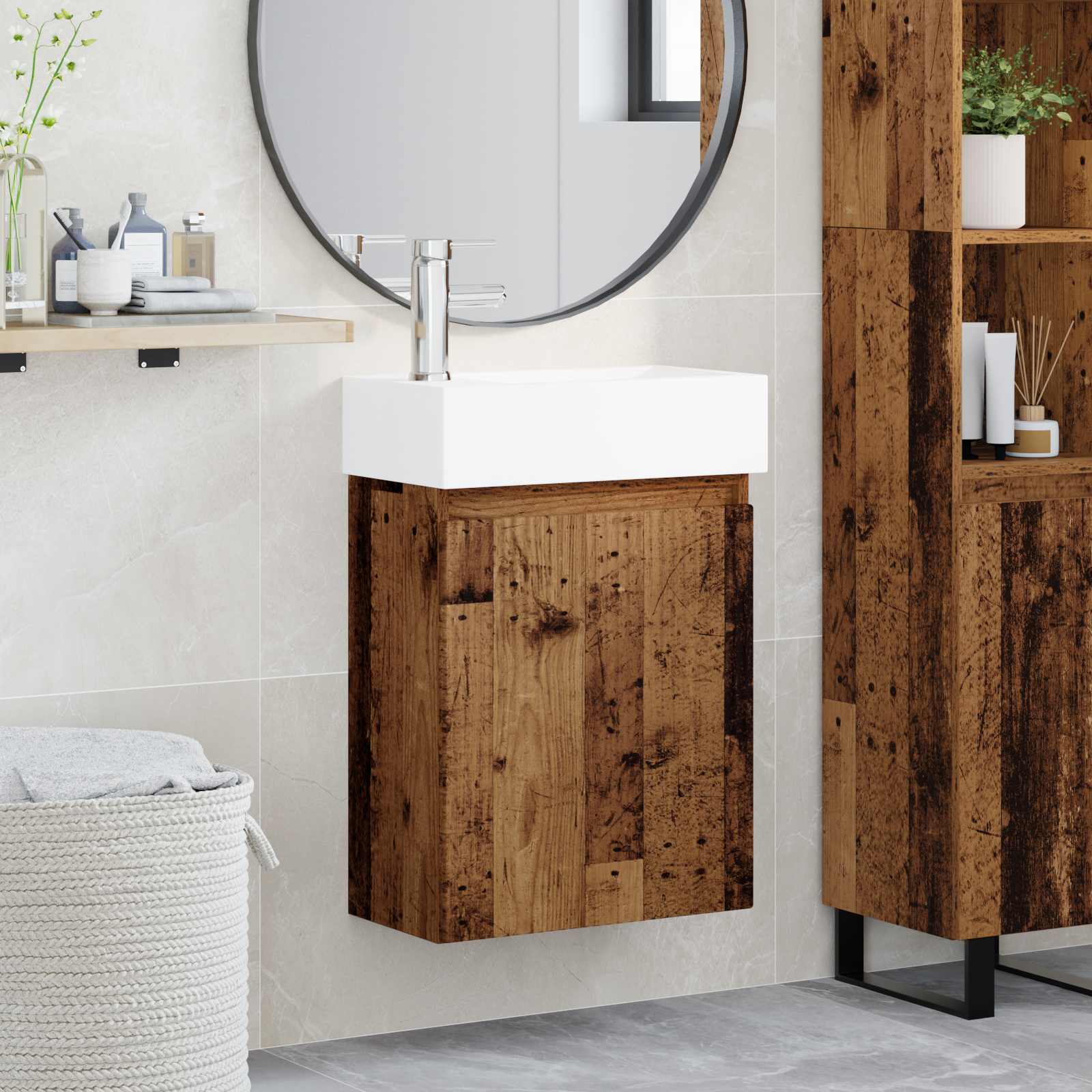 vidaXL Badkamermeubel met kraan Wit 45,5 x 22,5 x 84 cm