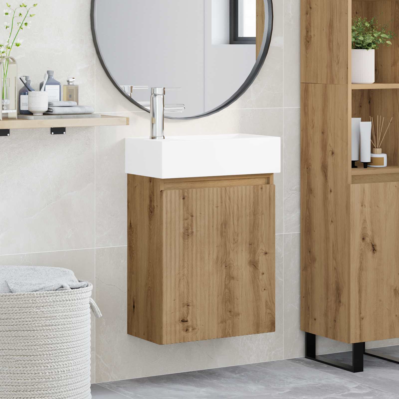 vidaXL Badkamermeubel met kraan Wit 45,5 x 22,5 x 84 cm