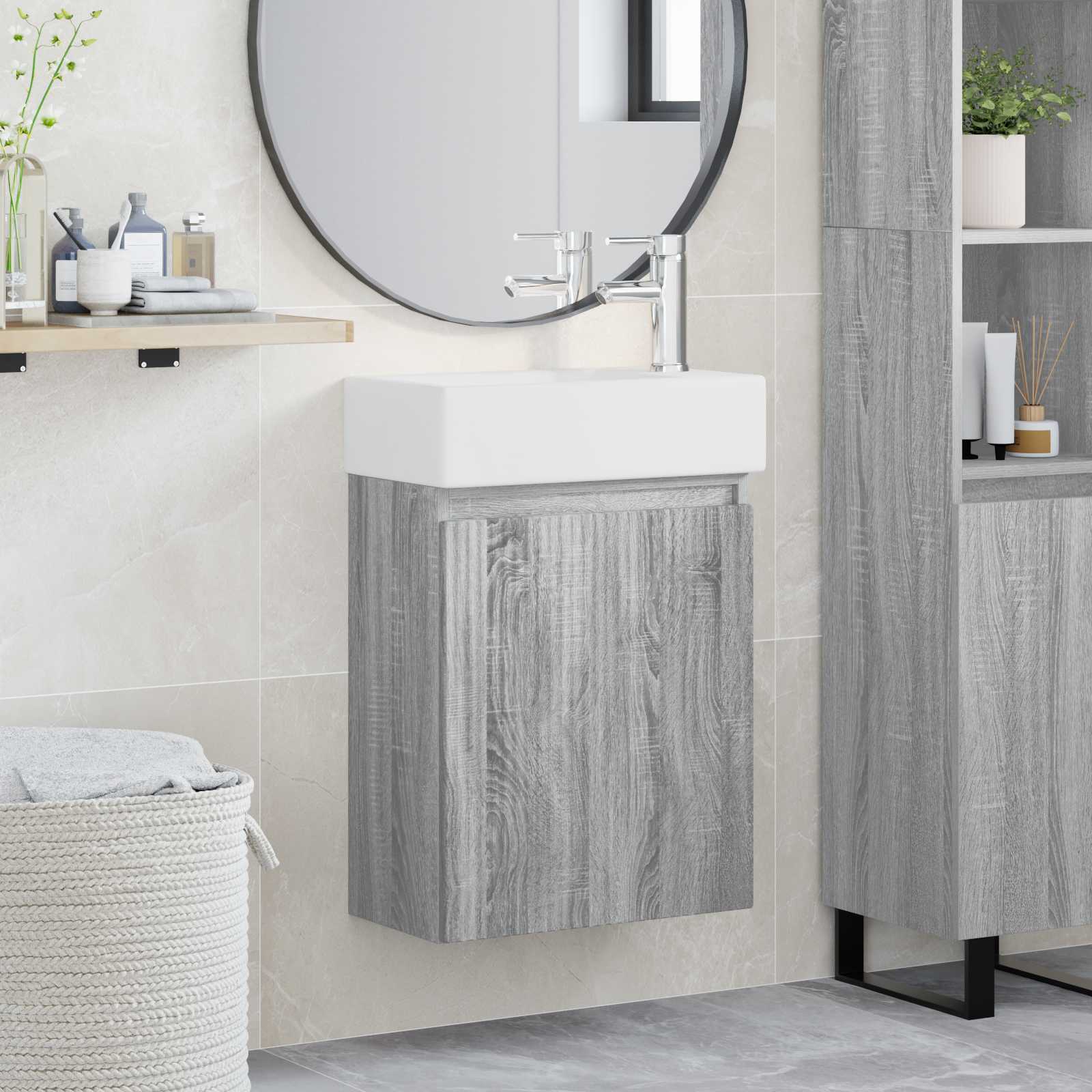 vidaXL Badkamermeubel met kraan Wit 45,5 x 22,5 x 84 cm