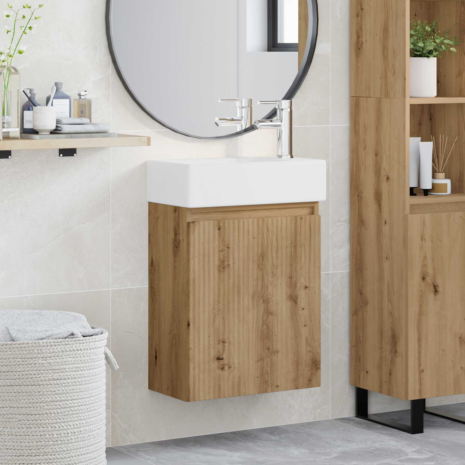 vidaXL Badkamermeubel met kraan Wit 45,5 x 22,5 x 84 cm