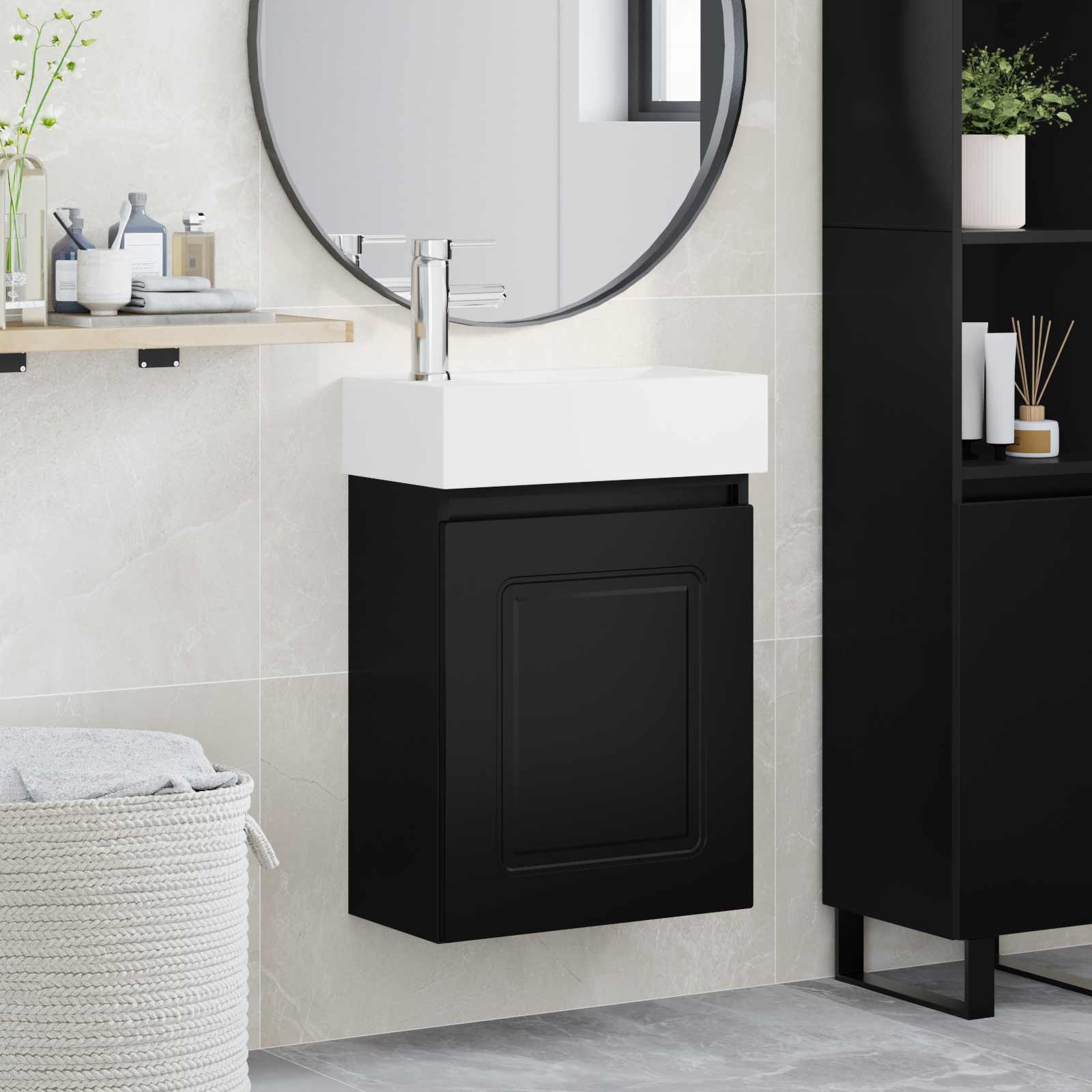 vidaXL Badkamermeubel met kraan Wit 45,5 x 22,5 x 84 cm