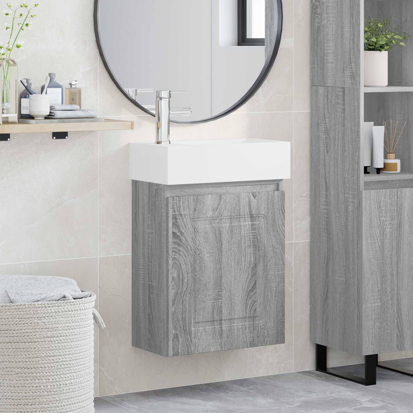 vidaXL Badkamermeubel met kraan Wit 45,5 x 22,5 x 84 cm