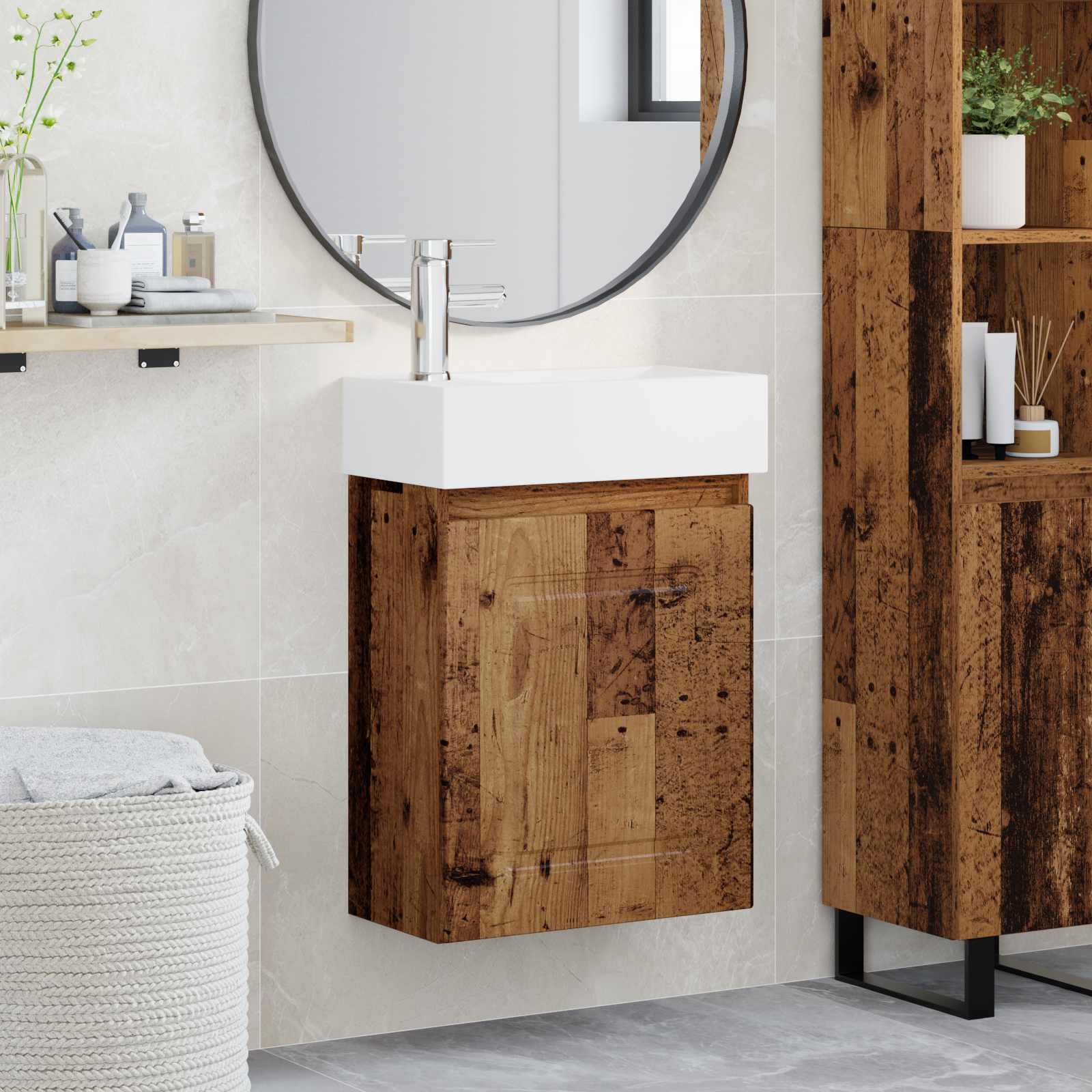 vidaXL Badkamermeubel met kraan Wit 45,5 x 22,5 x 84 cm