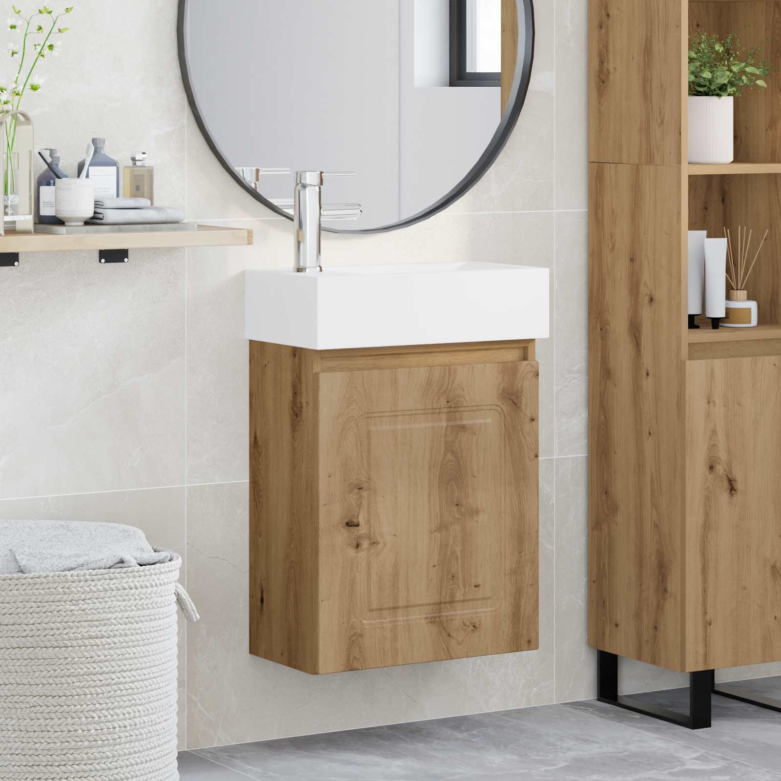 vidaXL Badkamermeubel met kraan Wit 45,5 x 22,5 x 84 cm
