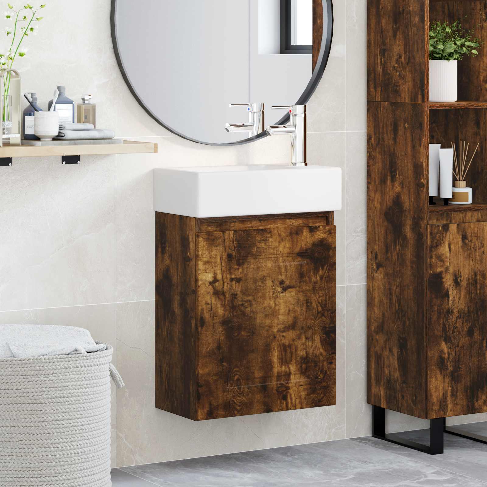vidaXL Badkamermeubel met kraan Wit 45,5 x 22,5 x 84 cm