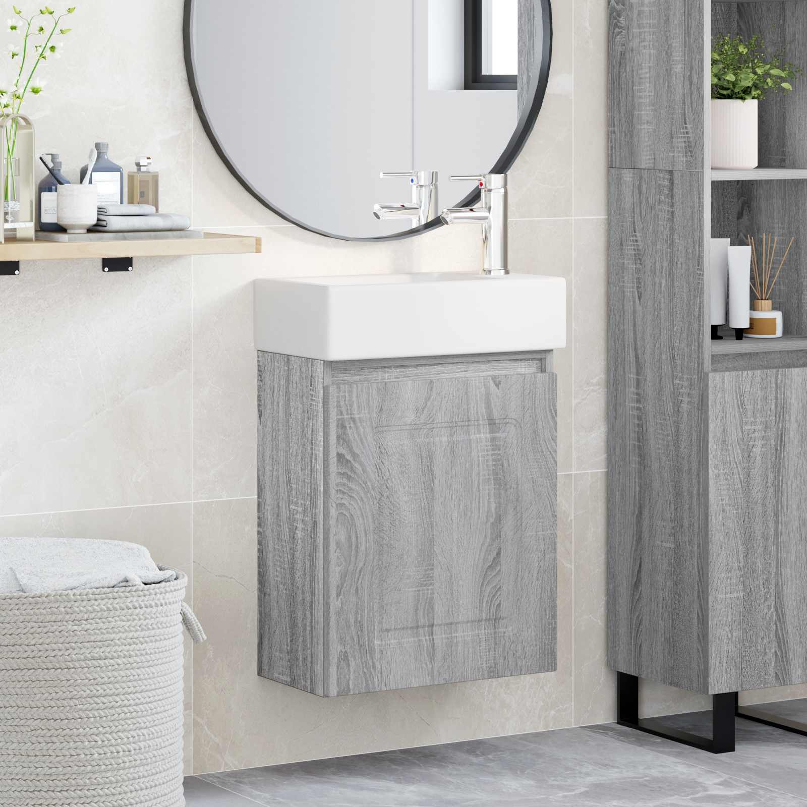 vidaXL Badkamermeubel met kraan Wit 45,5 x 22,5 x 84 cm